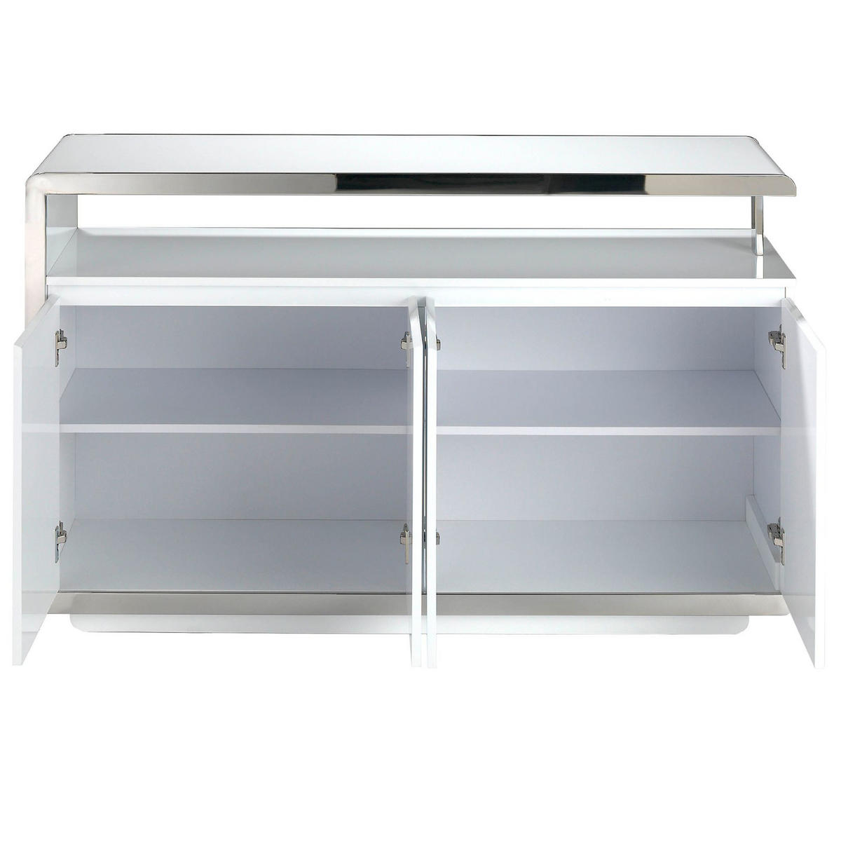 SIDEBOARD Sideboard aus weißem Holz und verchromtem Stahlsockel 140/40/85 cm - Edelstahlfarben/Weiß, Holz/Metall (140/85/40cm) - ANGEL CERDA