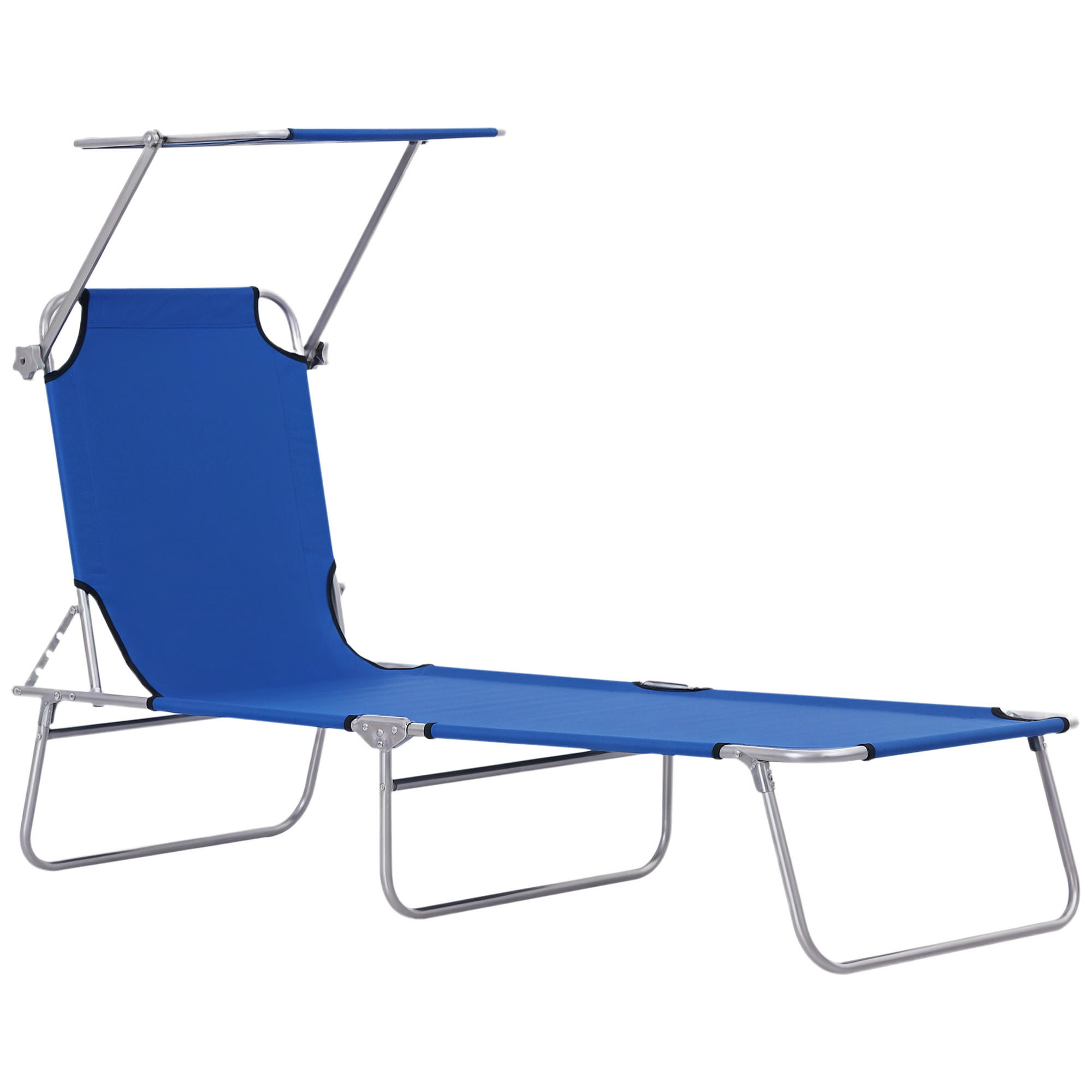 SONNENLIEGE DE-07704 klappbar, mit Sonnenschutz, verstellbare Rückenlehne Blau - Blau, Metall (58/36/187cm) - ComfortXL