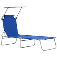 SONNENLIEGE DE-07704 klappbar, mit Sonnenschutz, verstellbare Rückenlehne Blau - Blau, Metall (58/36/187cm) - ComfortXL