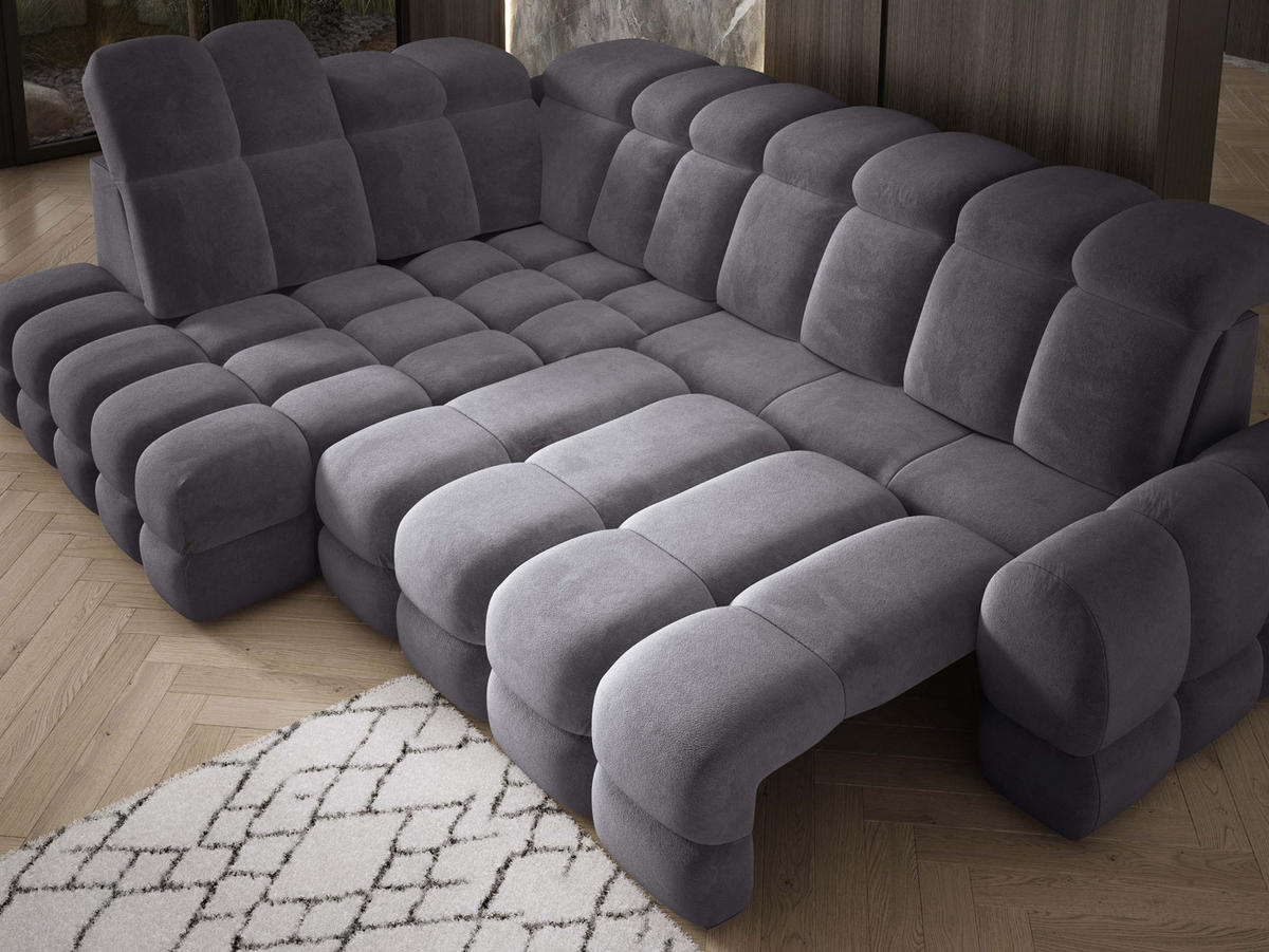 ECKSOFA TOLLO Salvador-stoff L-form 302x217x105 cm anthrazit - Anthrazit, Holz/Textil (302/217cm) - DomoHome