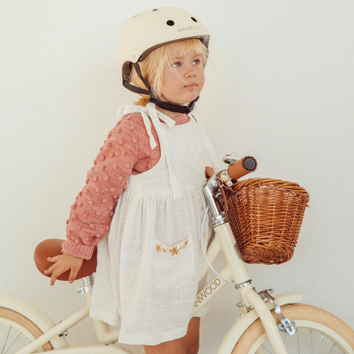 FAHRRADHELM für Kinder 3-7 Jahre, Creme - Creme, Kunststoff (21/24cm) - Banwood