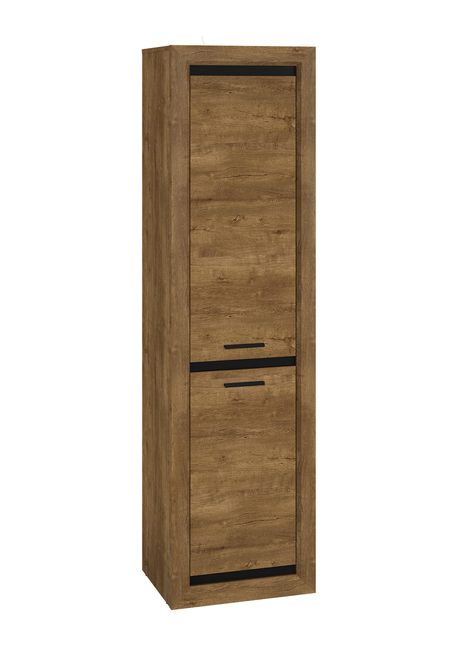 STAURAUMSCHRANK Baltica Lefkas Eiche / schwarz 55 / 43 / 200cm - Eichefarben/Braun, Holz/Holzwerkstoff (55/200/43cm) - Feldmann-Wohnen