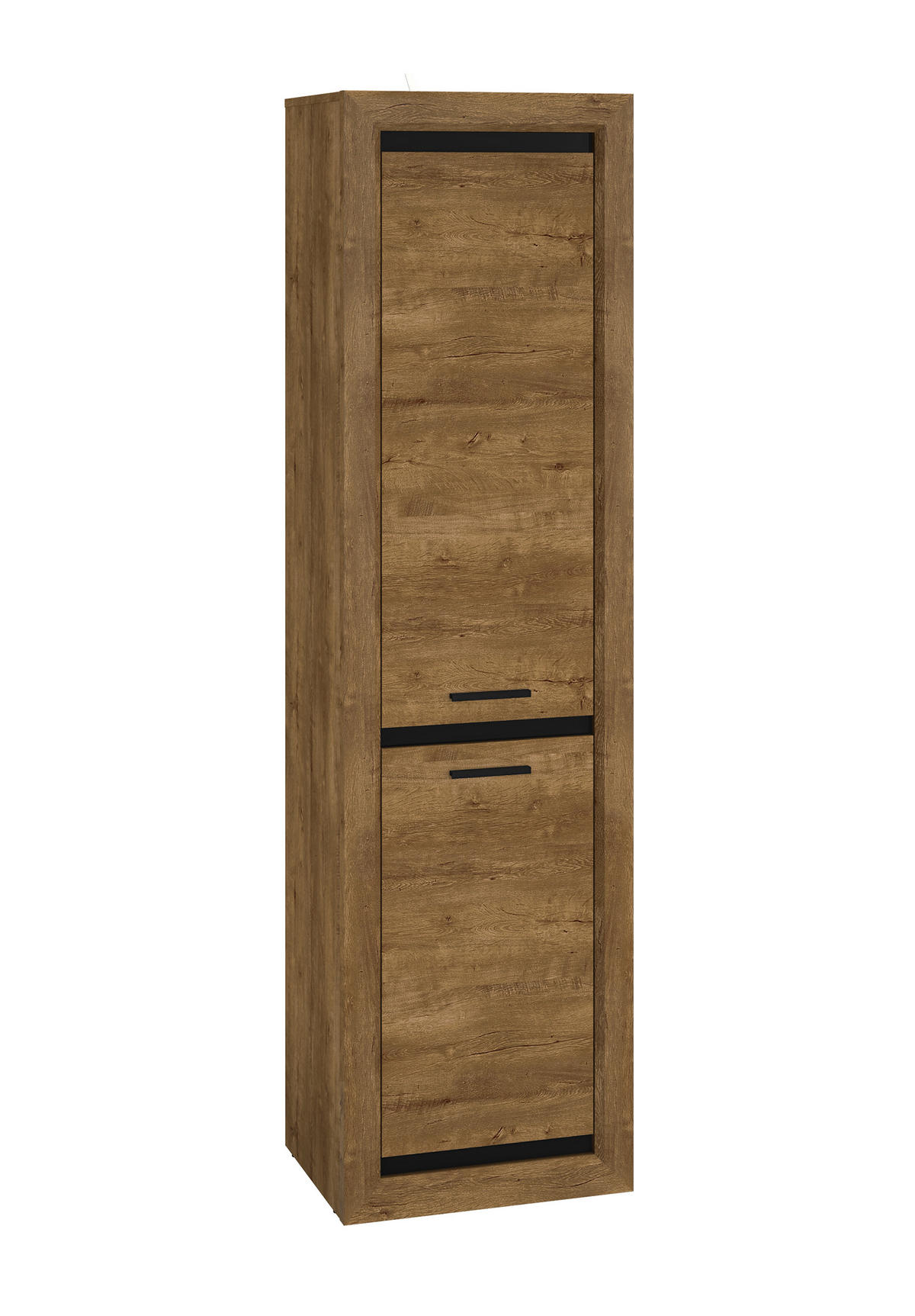 STAURAUMSCHRANK Baltica Lefkas Eiche / schwarz 55 / 43 / 200cm - Eichefarben/Braun, Holz/Holzwerkstoff (55/200/43cm) - Feldmann-Wohnen