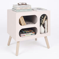 NOPTIERĂ Alb natur 3 compartimente ovale 45x45x35 cm - alb, compozit lemnos/lemn (45/45/35cm) - Relaxdays