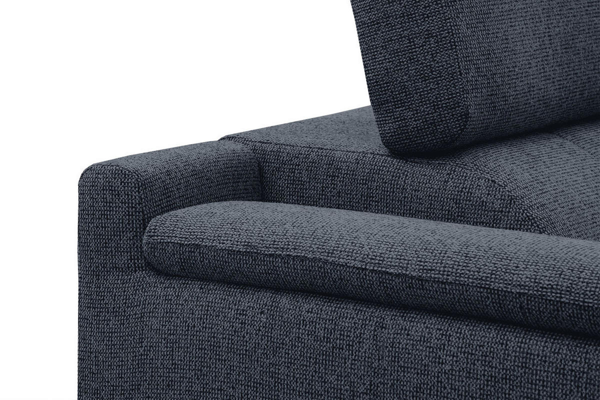 ECKSOFA FIERO 5-Sitzer, dunkelblau - Schwarz/Dunkelblau, Holzwerkstoff/Textil (290/228cm) - Courtois Laville