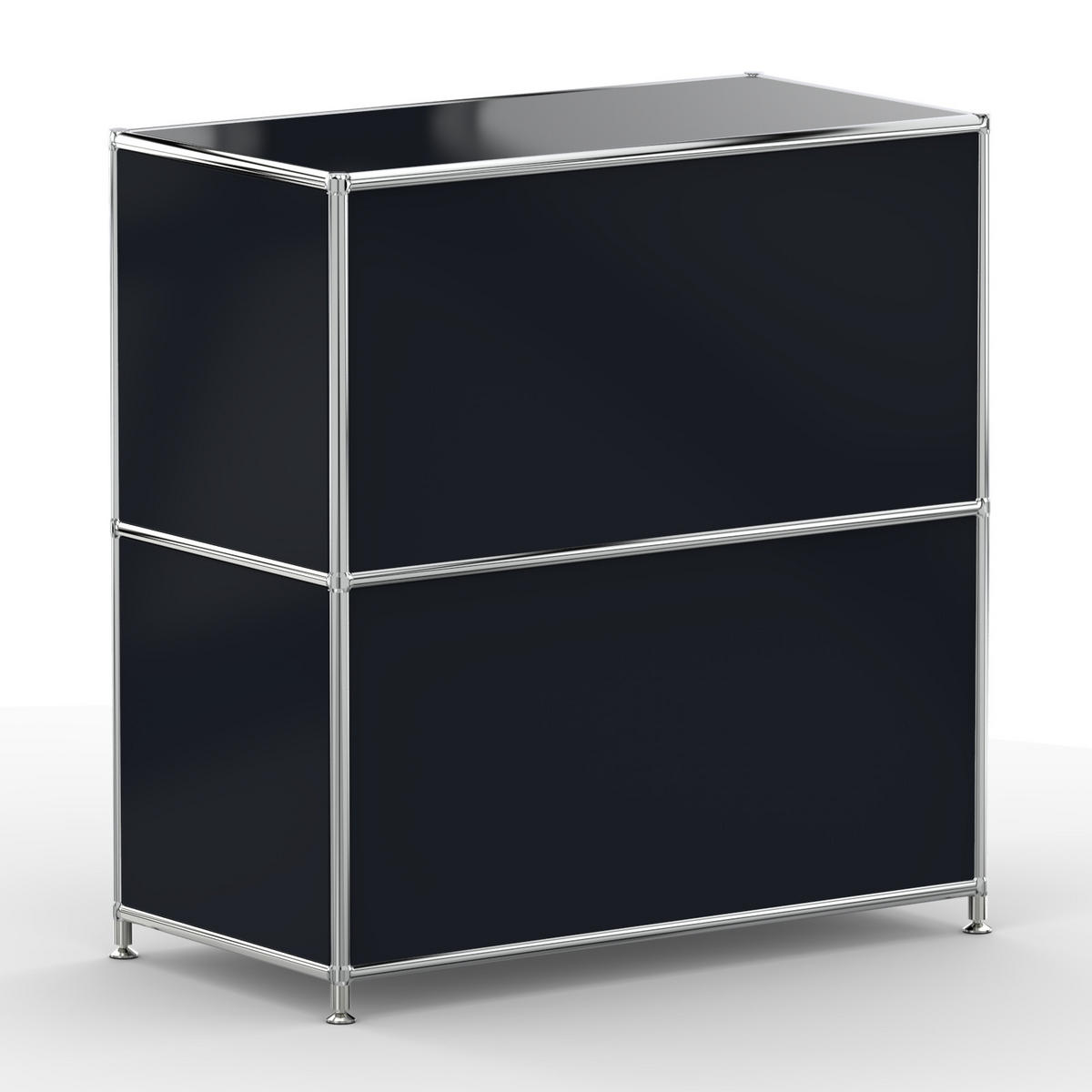 AKTENSCHRANK, 2 Klappen & Schloss, Breite 77 cm, Graphitschwarz - Chromfarben/Silberfarben, Metall (40/80.5/77.2cm) - Versee