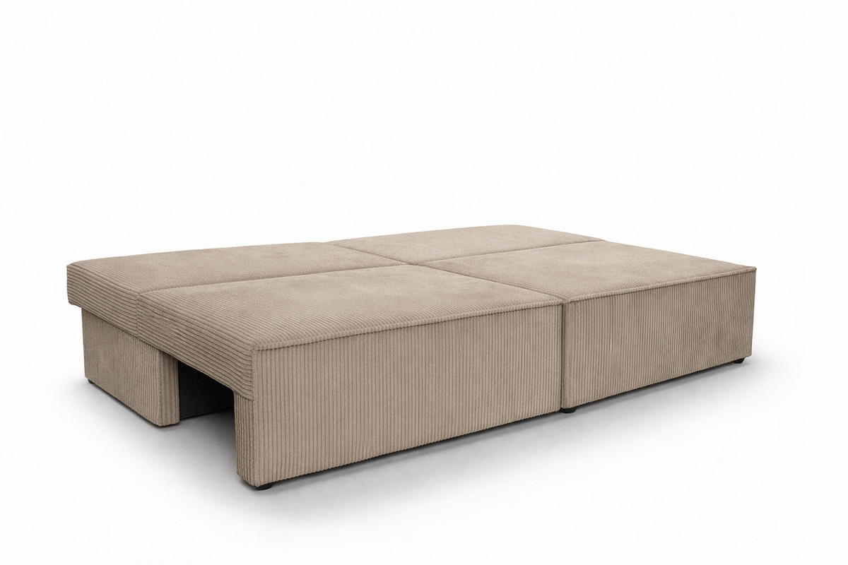 SOFA Mit Schlaffunktion Und Bettkasten, Cordstoff Poso, Dunkelbeige, BEST MINI - Beige, Holz (200/83/98cm) - Kaiser Möbel
