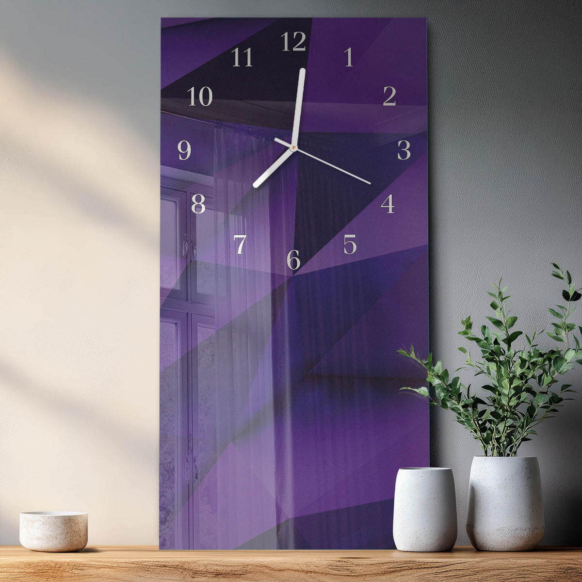 WANDUHR 30x60 cm - Kalziumkarbonat - Lila, Glas (30/60/0.4cm) - TULUP