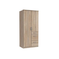 KLEIDERSCHRANK Click in Eiche Sägerau - Drehtürenschrank 91 cm Breite ohne Spiegel - Braun, Holzwerkstoff (91/199/58cm)