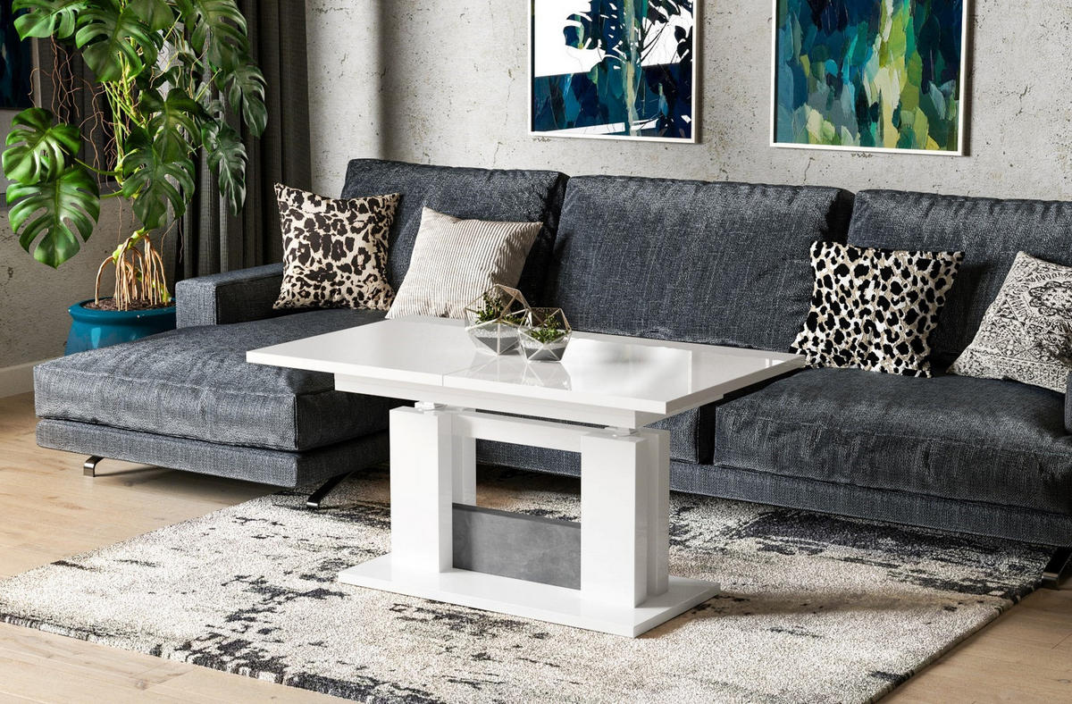 COUCHTISCH Fabel - Weiß Hochglanz, Holzwerkstoff (110/65/58cm) - Endo-Moebel