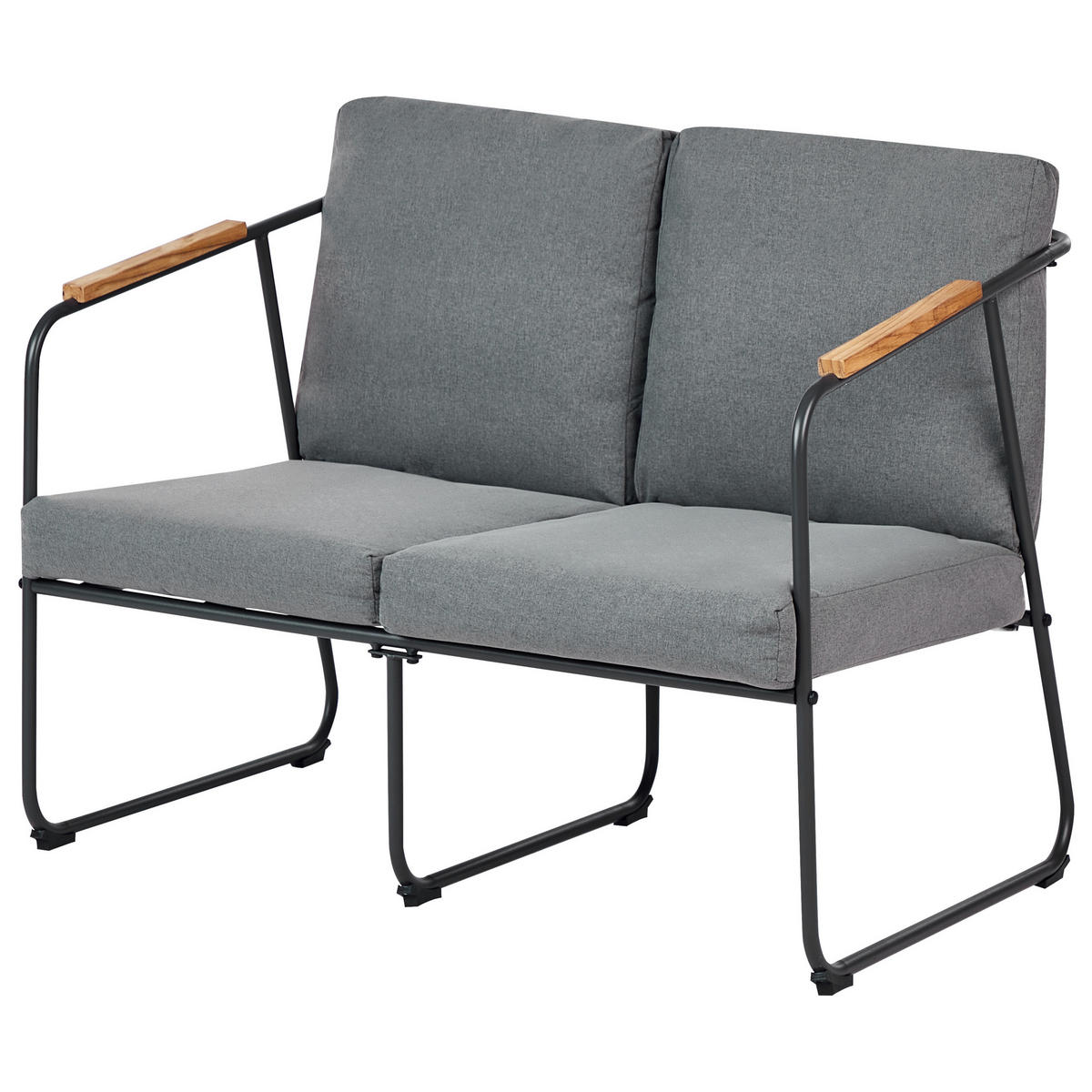 LOUNGE-SET 4-sitzer Stahl Grau Vezzana - Hellbraun/Schwarz, Metall - Beliani