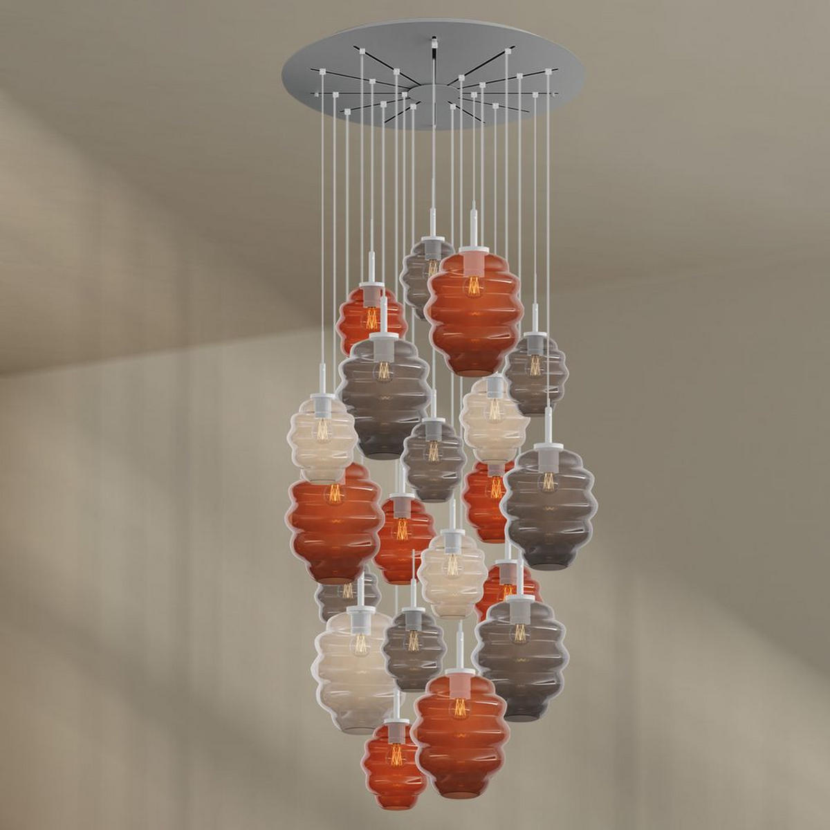 GALERIELEUCHTE Echos 20-flammig Mehrfarbig Ø 18/25cm - Multicolor/Weiß, Glas (18/18/20cm) - s.luce