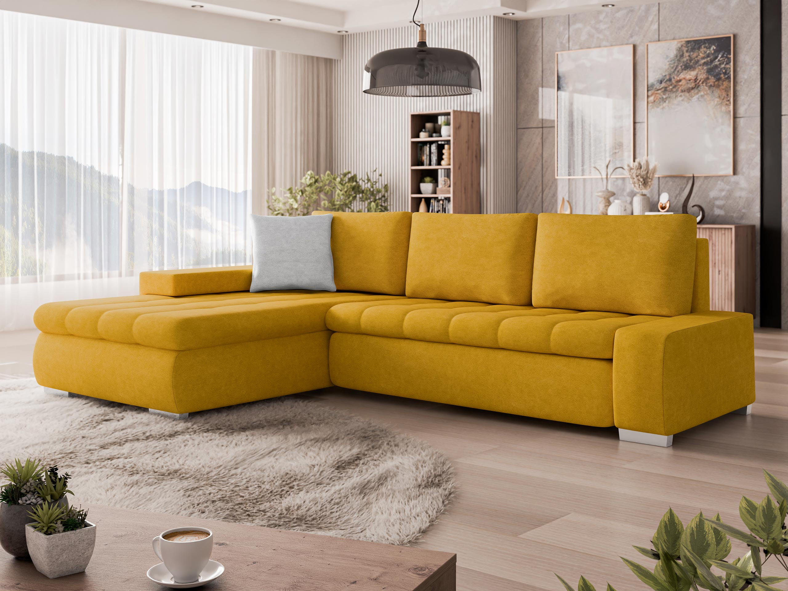 ECKSOFA Orkan Mini - Gelb, Holz/Textil (265/185cm) - MIRJAN24