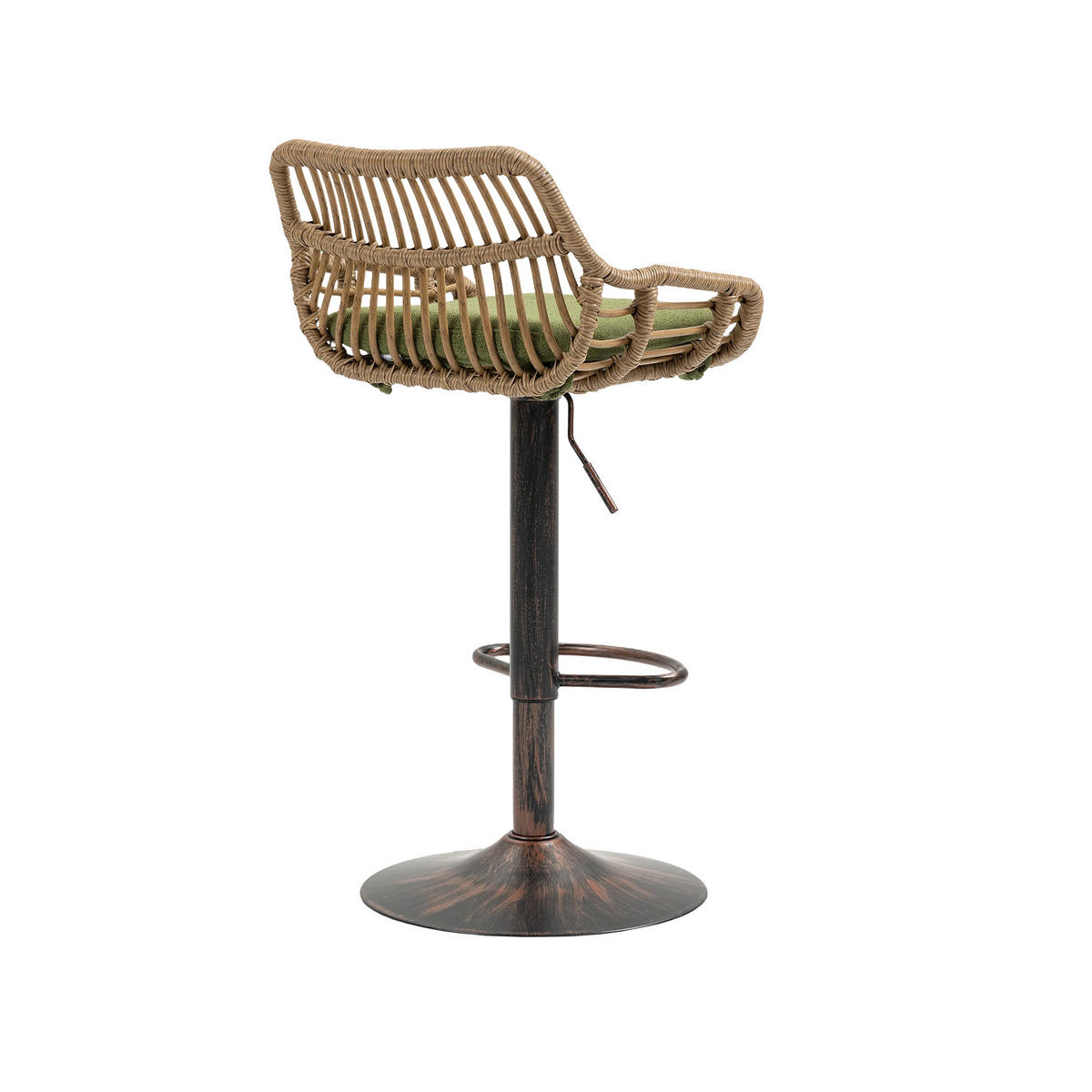BARHOCKER,DREHSTUHL,RATTAN 360° drehbar, 2er-Set,Grün - Grün, Metall (38/109/39cm) - LVHOM
