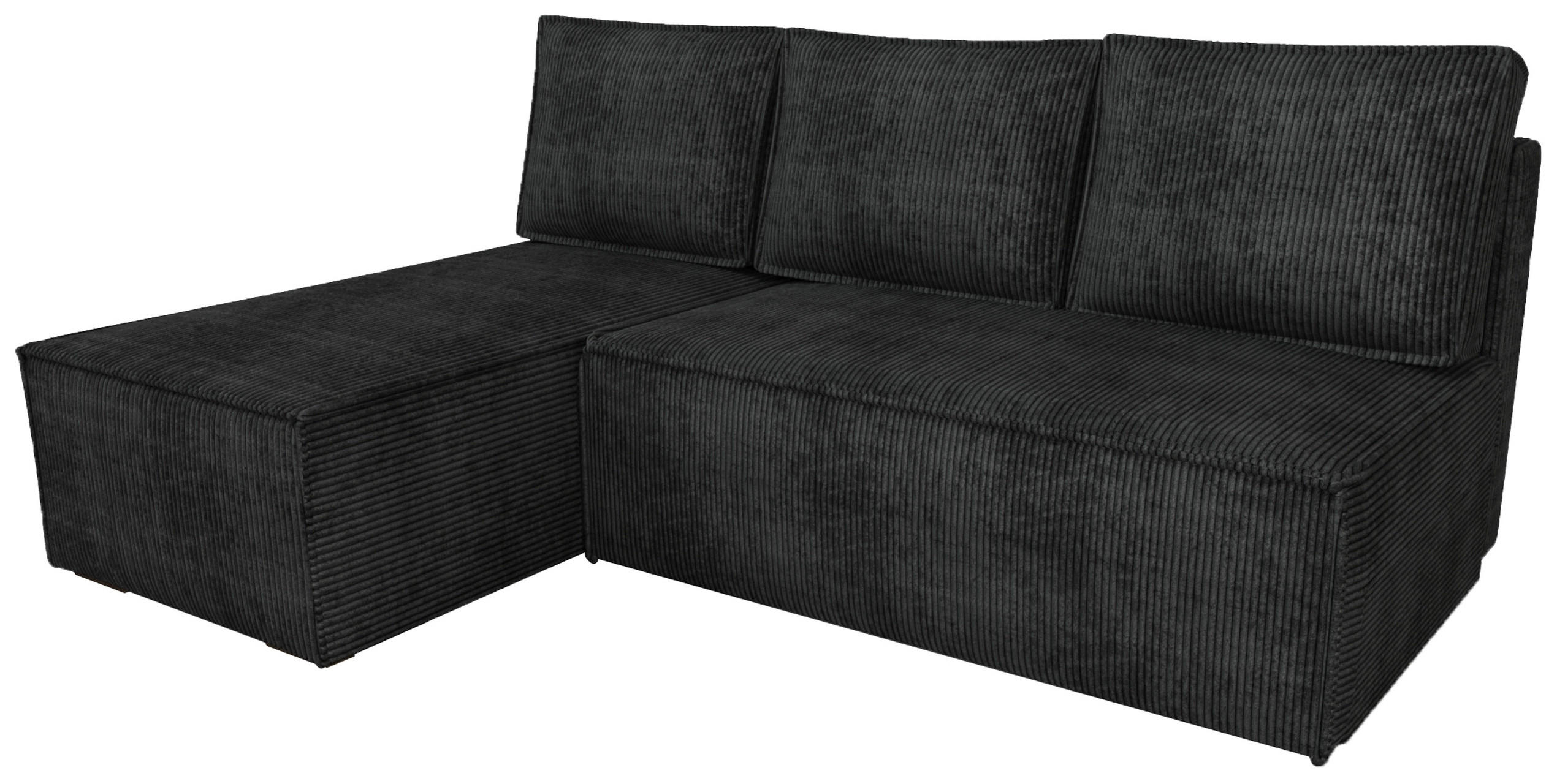 ECKSOFA Hector mit Schlaffunktion Schwarz Cord - Schwarz, Textil (200/141cm) - Bromarkt
