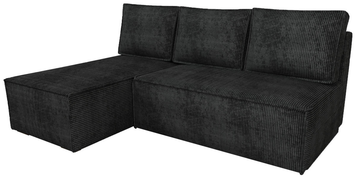 ECKSOFA Hector mit Schlaffunktion Schwarz Cord - Schwarz, Textil (200/141cm) - Bromarkt