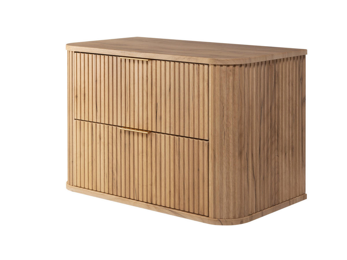BADEZIMMERSCHRANK, Gold Craft Eiche, Goldene Griffe, 80,4 x 51,7 x 41,5 cm - Goldfarben/Braun, Holzwerkstoff/Kunststoff (80.4/51.7/41.5cm) - 3XE LIVING