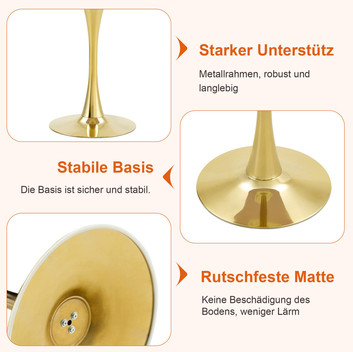 BEISTELLTISCH 60/60/72 cm mit MDF-Tischplatte und Metallgestell, runde Form und stabile Basis, Gold/Holzfarben - Schwarz, Holzwerkstoff (60/60/72cm) - Redom