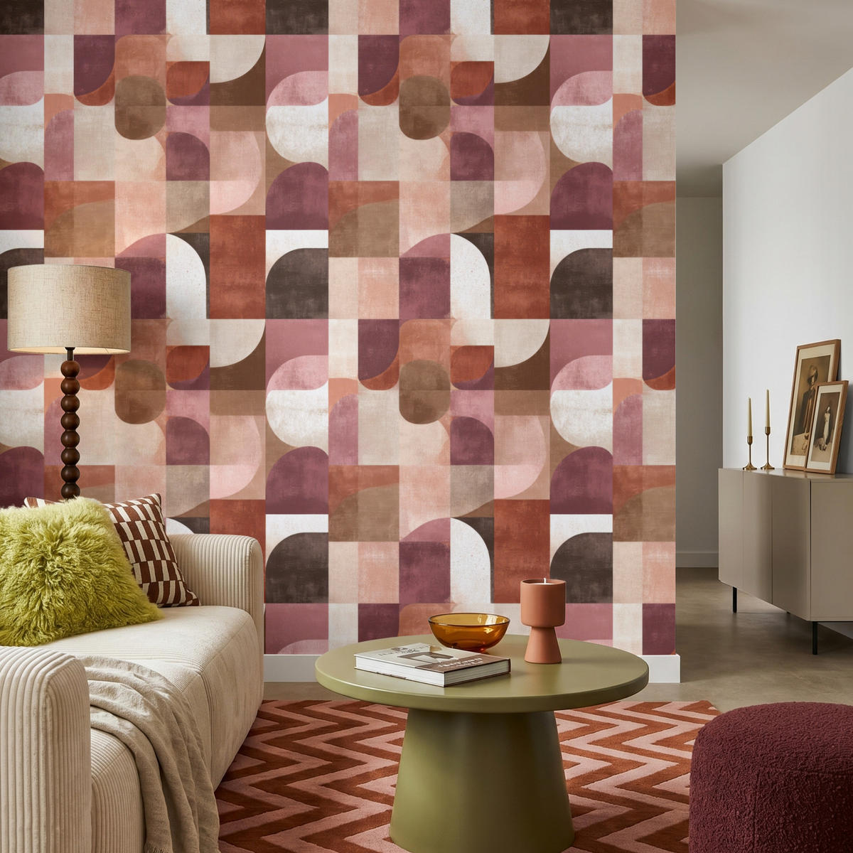 TAPETE - Geometrie - Modern - Retro - 220x200 cm - Multicolor, Papier (220/200cm) - OnlyWow