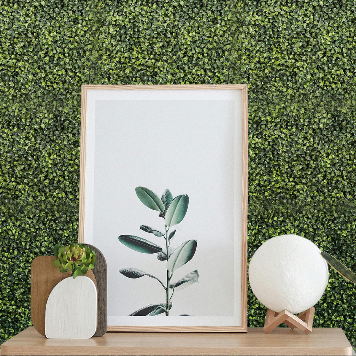 KÜNSTLICHE PFLANZENWAND 60x40cm - Grün, Kunststoff (60cm) - KRUMAD