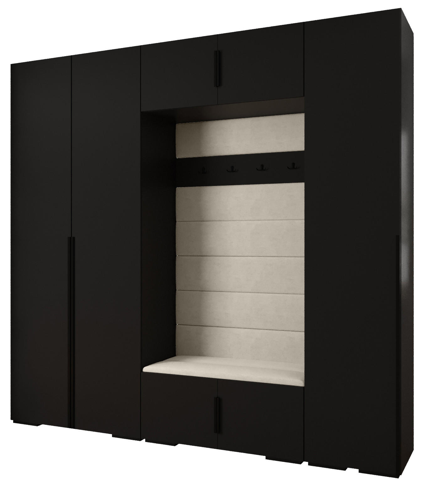 Abiks Möbel Garderoben-Set Schwarz, Kaschmir 250x236.7x47 cm