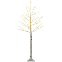 KÜNSTLICHE Birke mit 120 LED-Lichtern, 3 Helligkeitsstufen, faltbare Äste, 150 cm, Weiß - Weiß, Kunststoff (20/150/20cm) - HOMCOM