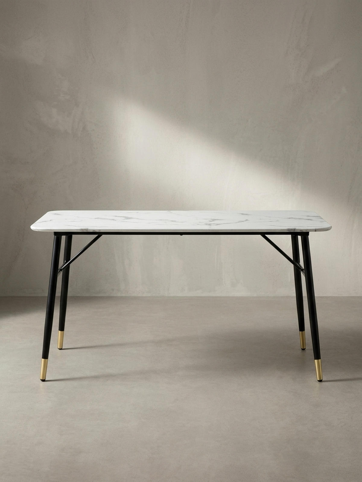 ESSTISCH Marmoroptik Metall Rechteckig Modern Klein, Weiß 180x90x76 cm - Goldfarben/Weiß, Holzwerkstoff/Metall (90/180/76cm) - KADIMA DESIGN