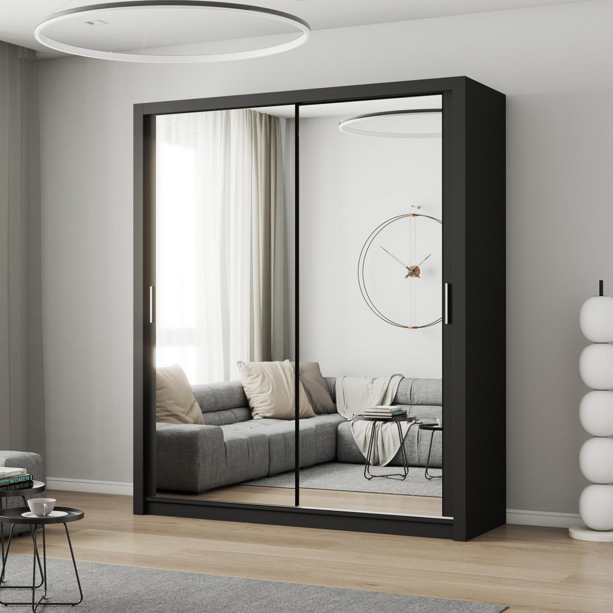 SKŘÍŇ s otočnými dveřmi Milan 180 cm 180/215/64 cm, 2dveřová, černý - černá, kompozitní dřevo (180/215/64cm) - imoebel24