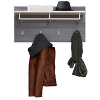 GARDEROBENPANEEL Hochglanz weiß, Sardegna grau, Wandgarderobe 80 x 40 cm - Weiß Hochglanz/Grau, Holzwerkstoff (80/40/28cm) - Top.Furn