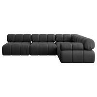 ECKSOFA modulares Sofa Mende-L2 - 285x190x70 cm Schwarz Velours - Schwarz, Holzwerkstoff/Textil (285/190cm) - ALTDECOR