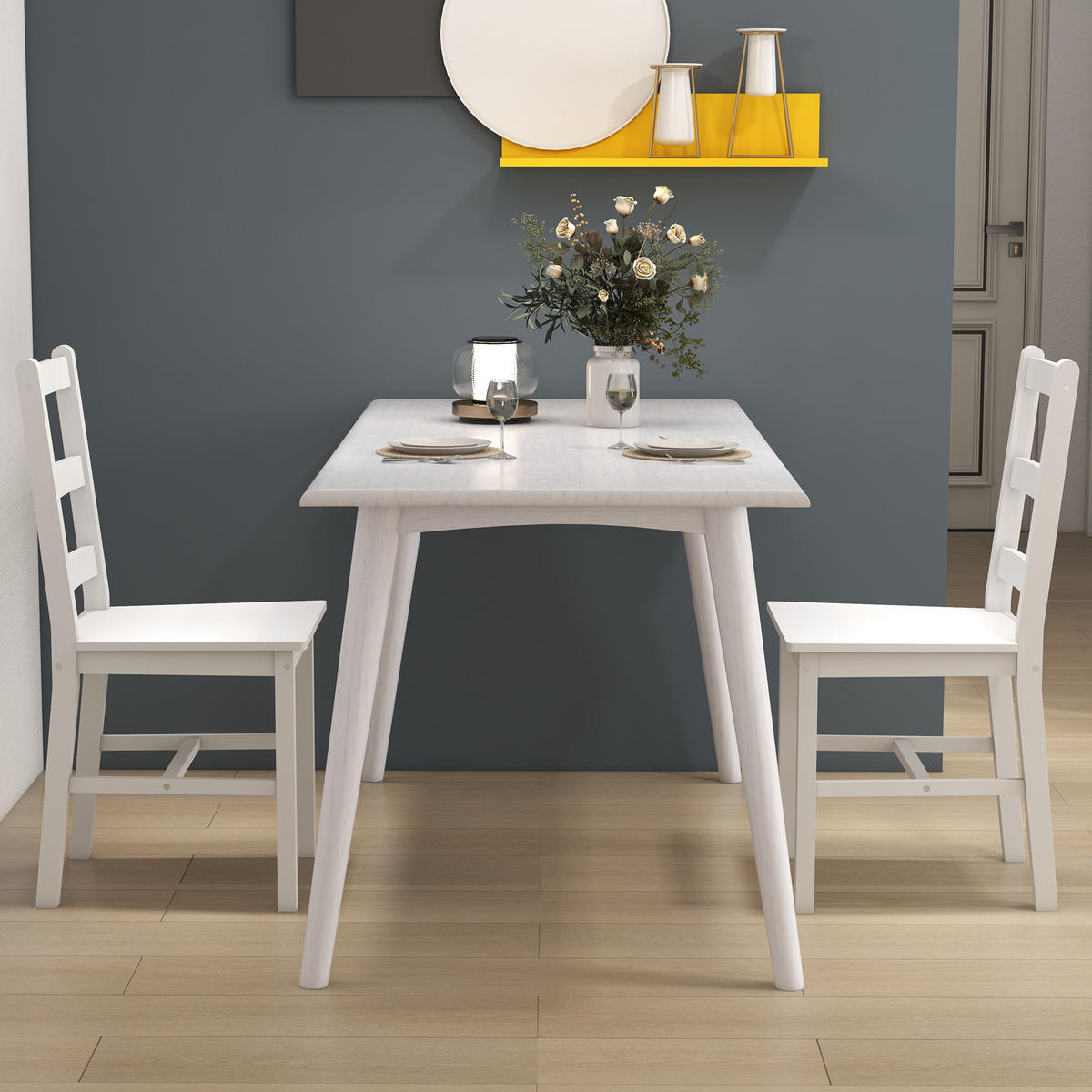 ESSZIMMERSTÜHLE 2er-Set Weiß 41.5/46.0/90.0 cm - Weiß, Holz (46/90/41.5cm)