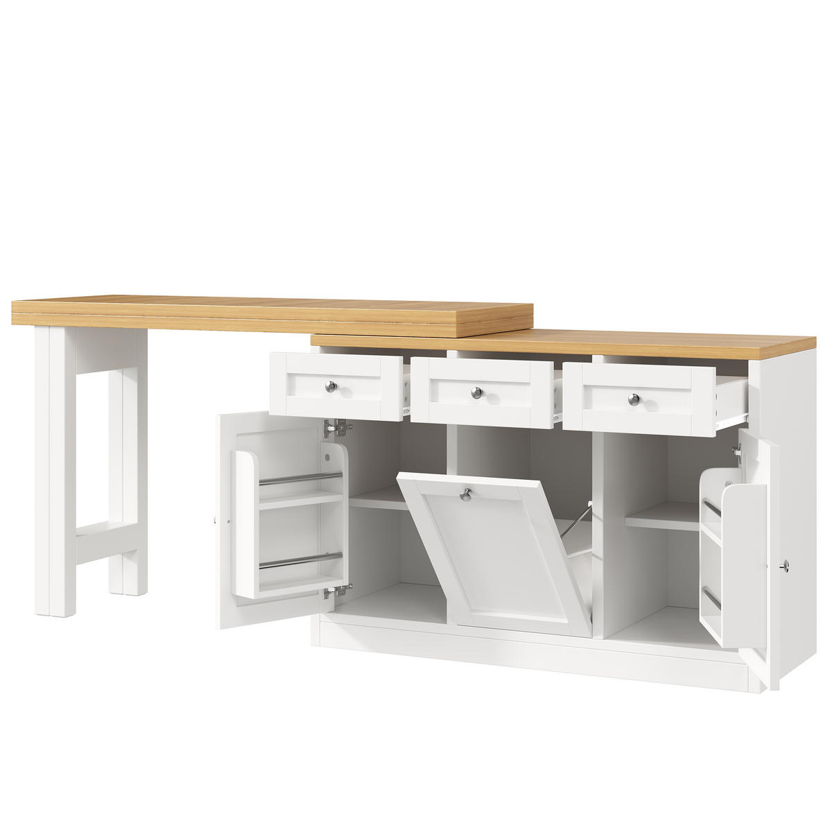 BARTISCH Ausziehbar Klappbar Stauraum Schublade Weiß - Weiß, Holzwerkstoff (40/120/72cm) - FLIEKS