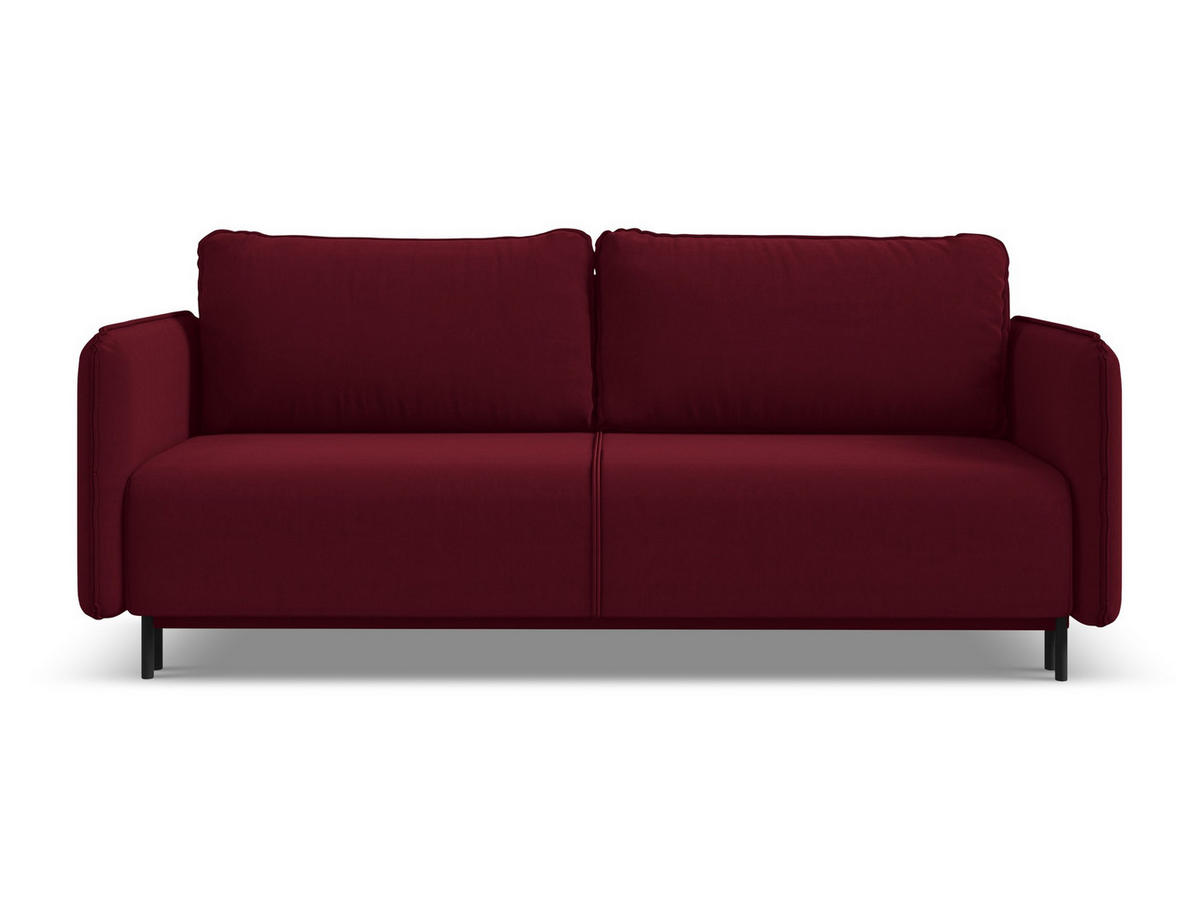 3-SITZER SOFA mit Schlaffunktion Samt Stoff Rot - Bordeaux/Rot, Holz/Textil (226/90/92cm) - Makamii