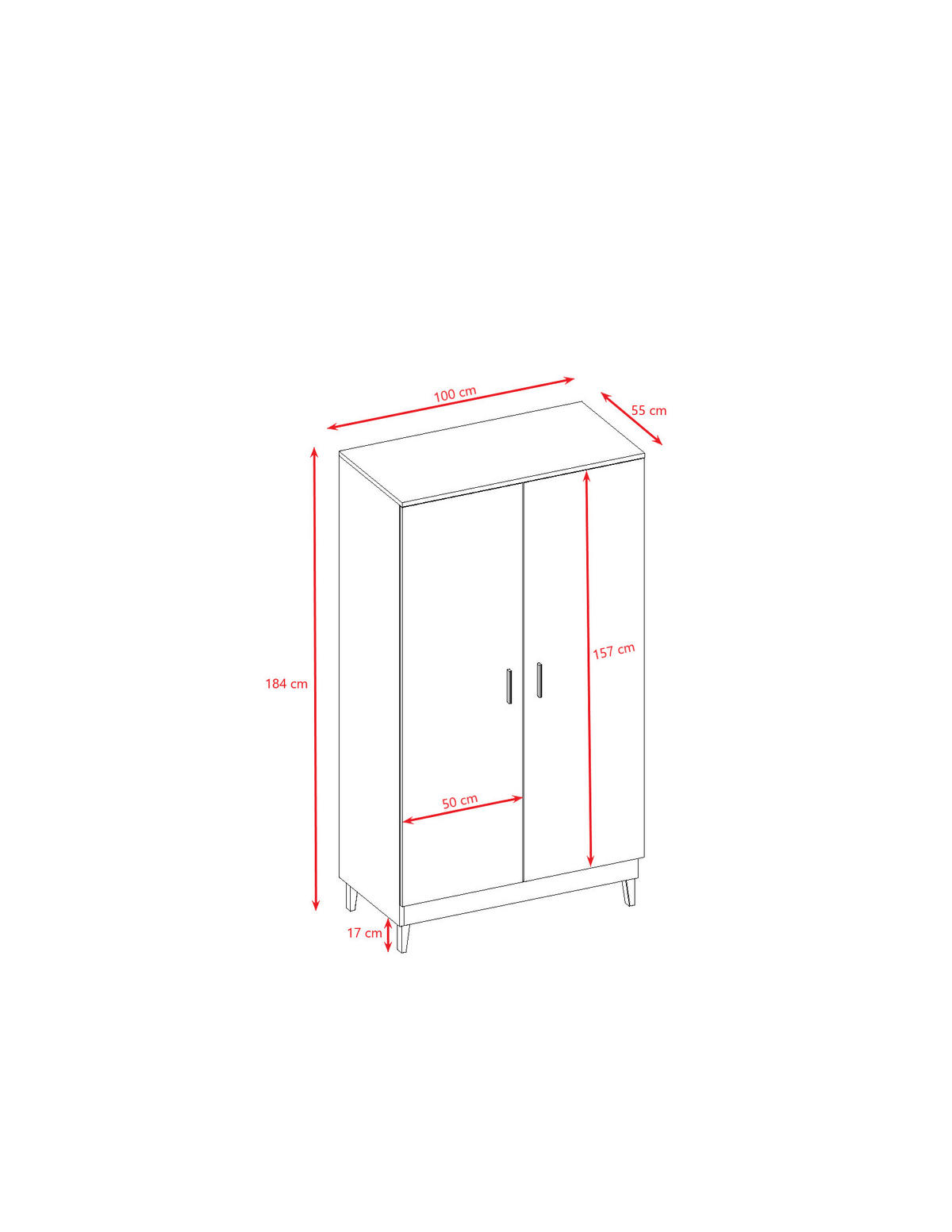 KINDERKLEIDERSCHRANK Kubi 55/184/100 - Weiß, Holzwerkstoff (55/184/100cm) - Kocot Kids