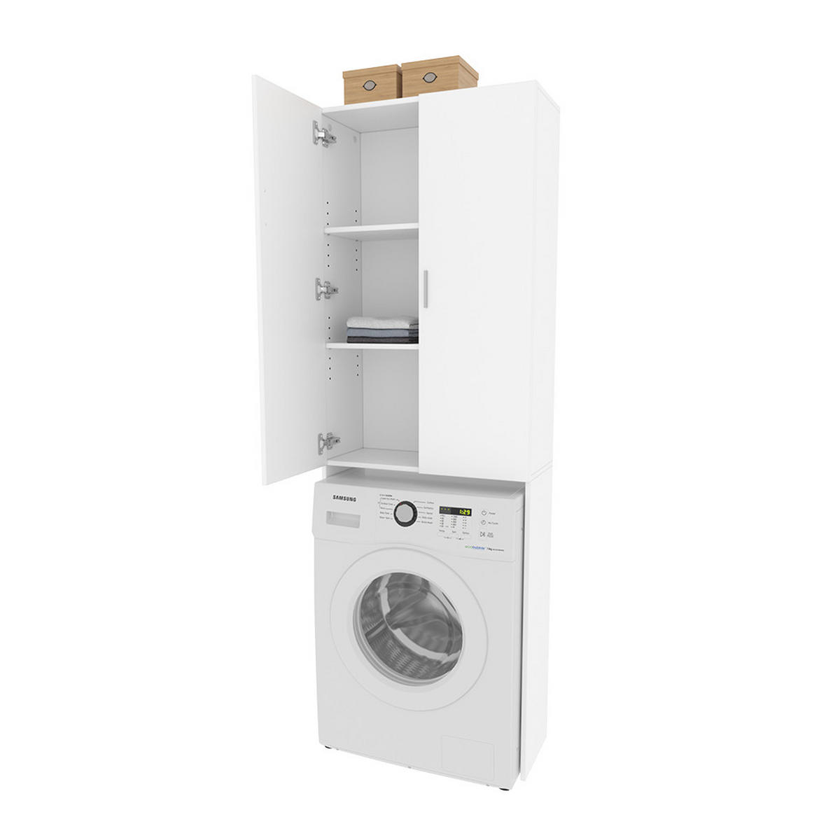 WASCHMASCHINENSCHRANK Martha Weiß 64 x 190 cm mit 2 langen Türen - Weiß, Holzwerkstoff (64/190/26cm) - Vicco