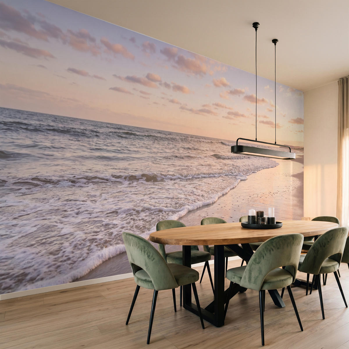 TAPETE - Strand - Brandung - Wolken - 500x200 cm - Hellrosa, Papier (500/200cm) - OnlyWow