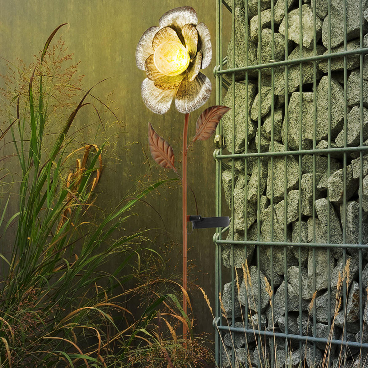 LED AUSSENLEUCHTE Blumen Design Braun - Braun, Metall (19.5/8/75cm)