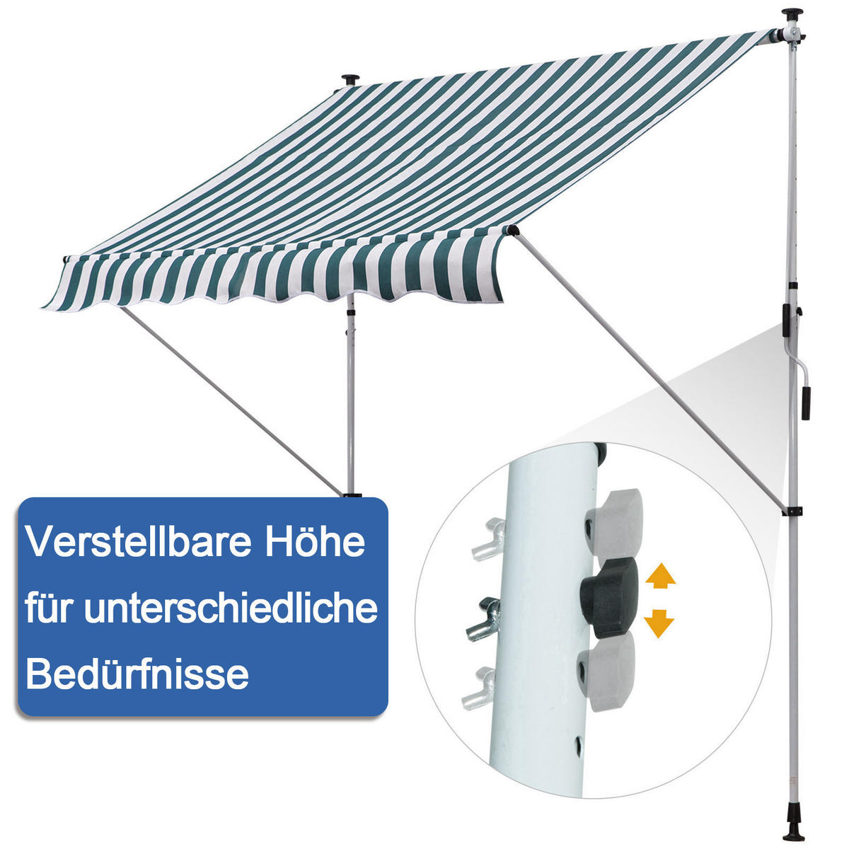 MARKISE, Grau, Aluminium, Stahl, Polyester - Grün, Metall (150/280/200cm) - Outsunny