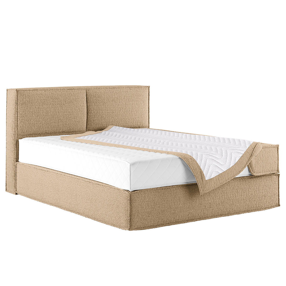 BOXSPRINGBETT mit Kopfteil - Premium - Beige, Textil (160/200cm) - home24
