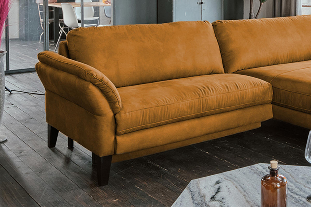 ECKSOFA MALTA Rotbraun Webstoff - Rotbraun/Cognac, Buchenholz/Textil (302/175cm) - KAWOLA