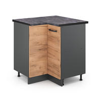 ECKUNTERSCHRANK R-Line Goldkraft Eiche 75.6 cm, AP Anthrazit - Honigeiche/Anthrazit, Holzwerkstoff (75.6/81.6/60cm) - Vicco