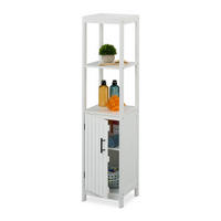 BADEZIMMERSCHRANK - Weiß, Holzwerkstoff/Textil (30/129/30cm) - Relaxdays