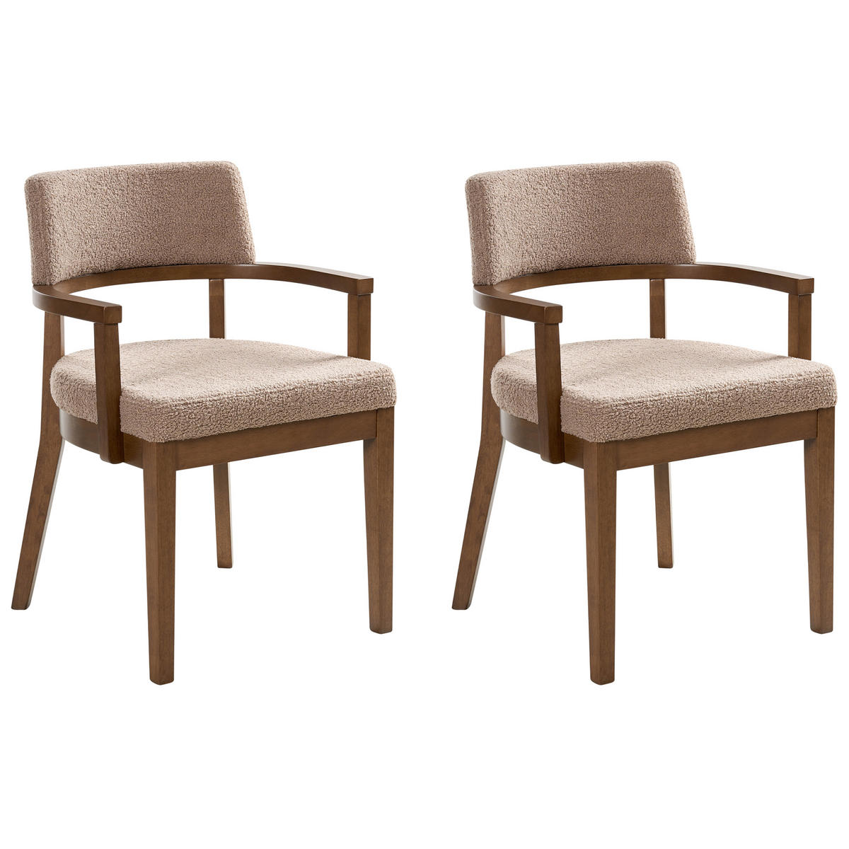ESSZIMMERSTUHL 2er-Set Beige Taupe - Beige/Dunkelbraun, Textil (59/82/56cm) - Beliani
