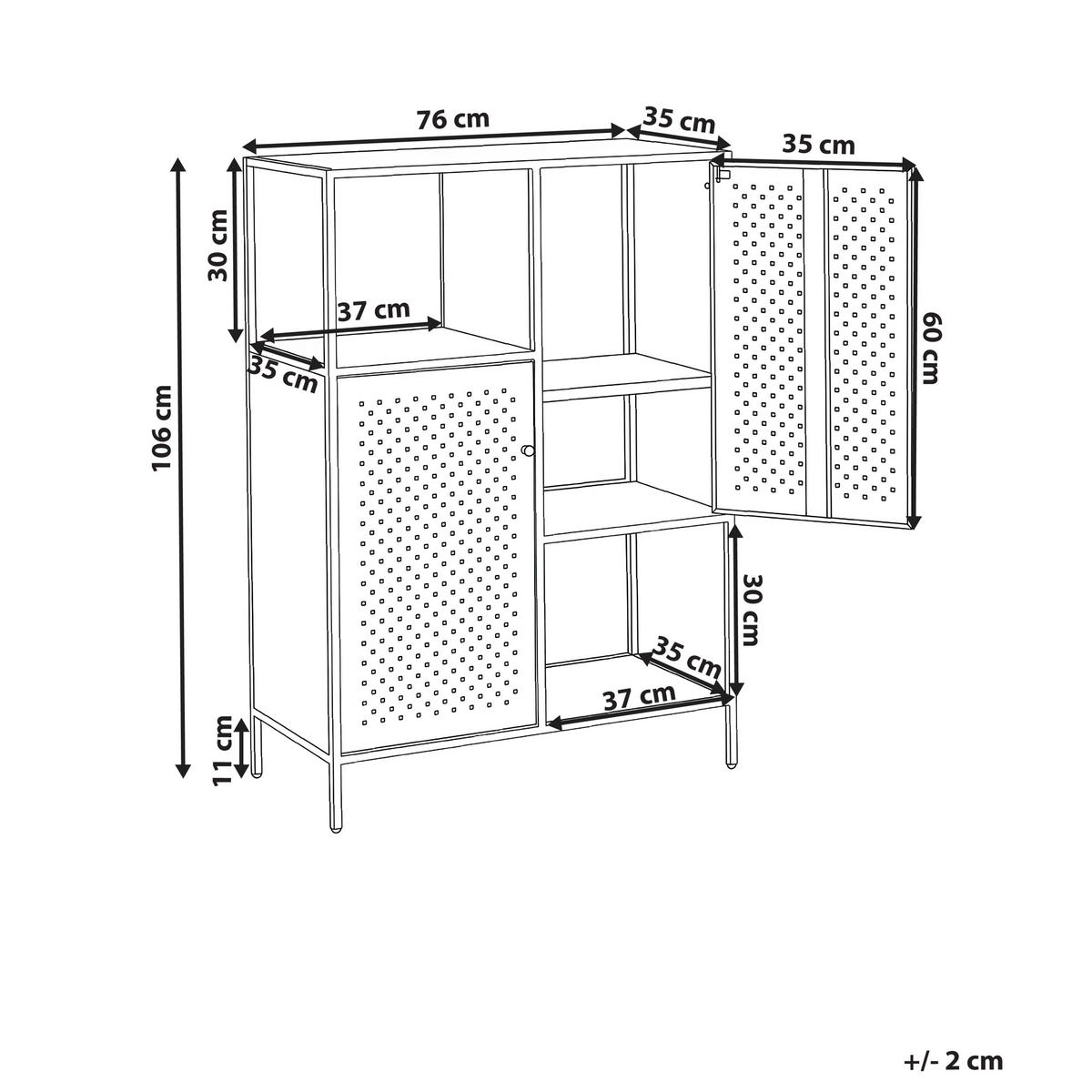 BÜROSCHRANK Metall Schwarz Rakaia - Schwarz, Metall (76/106/35cm) - Beliani