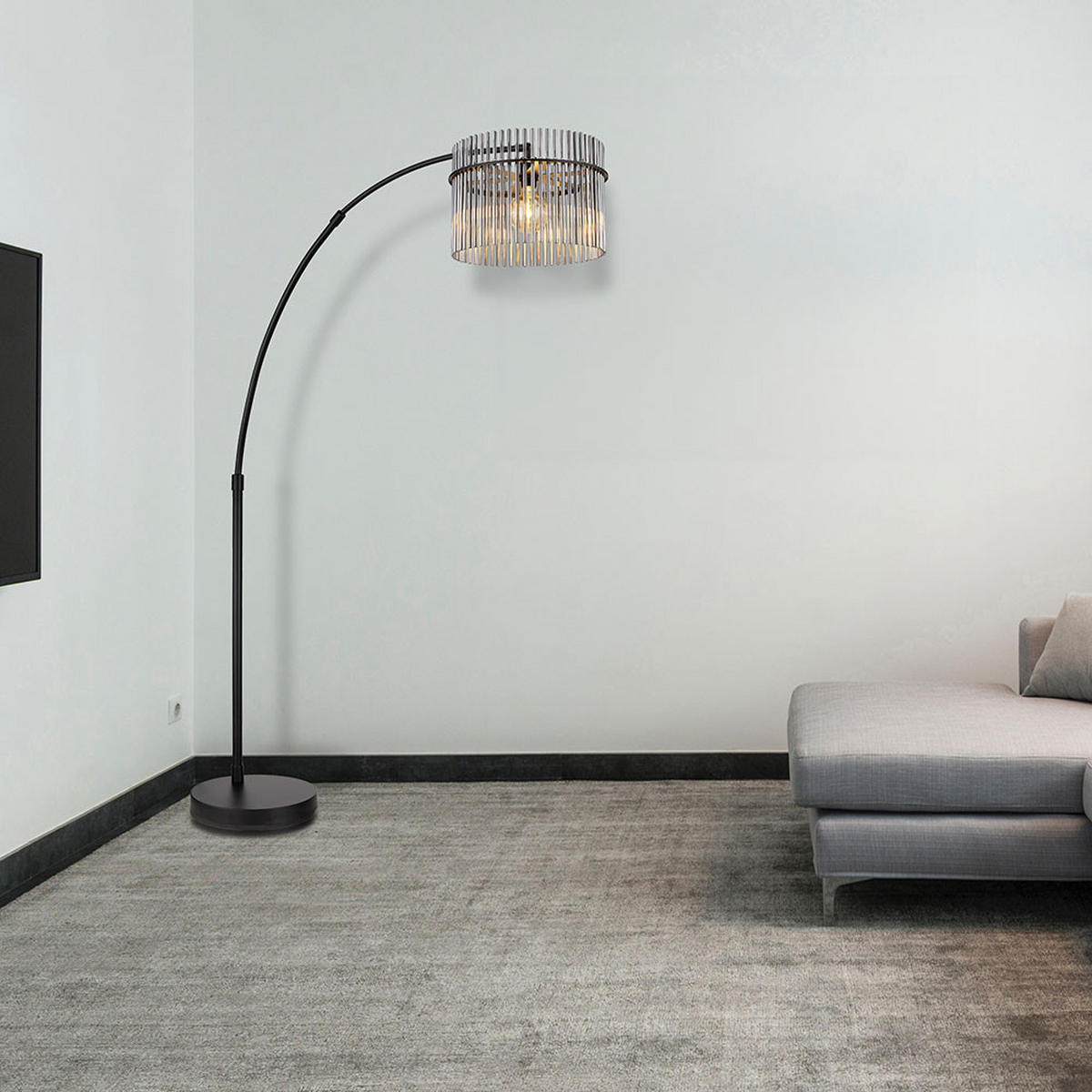 LED STEHLEUCHTE Glas Grau Rauchoptik - Grau, Glas (120/38/185cm) - Globo Lighting