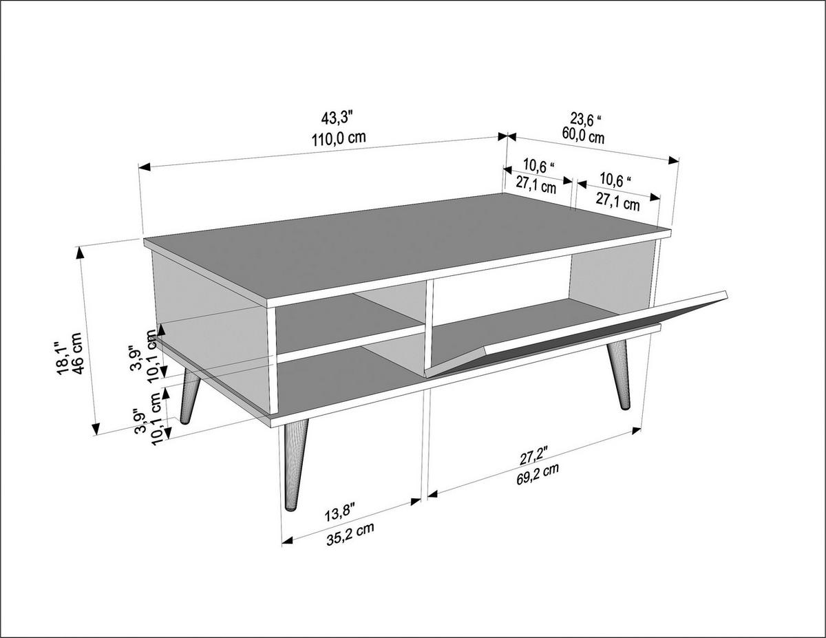 COUCHTISCH Como - Schwarz/Braun, Holzwerkstoff (110/60/46cm) - Decorotika