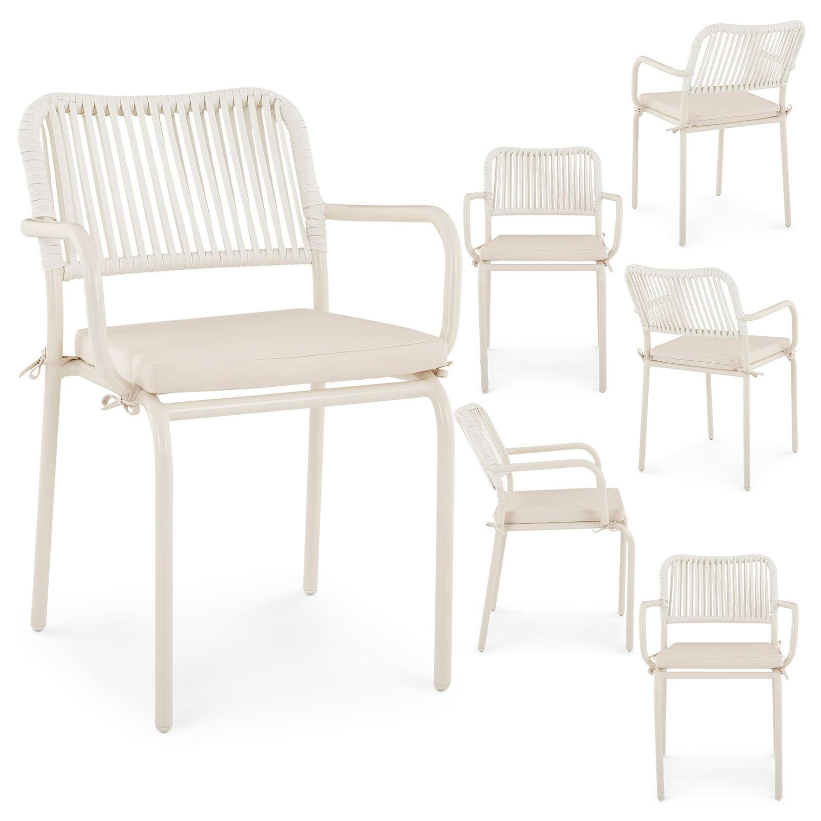 GARTENSTUHL VOLONTE 6ER-SET - Beige, Textil (56/81/65cm) - IDIMEX