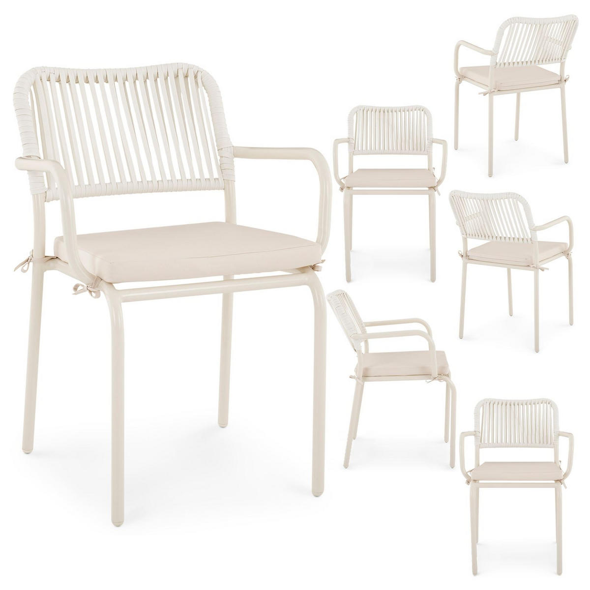 GARTENSTUHL VOLONTE 6ER-SET - Beige, Textil (56/81/65cm) - IDIMEX