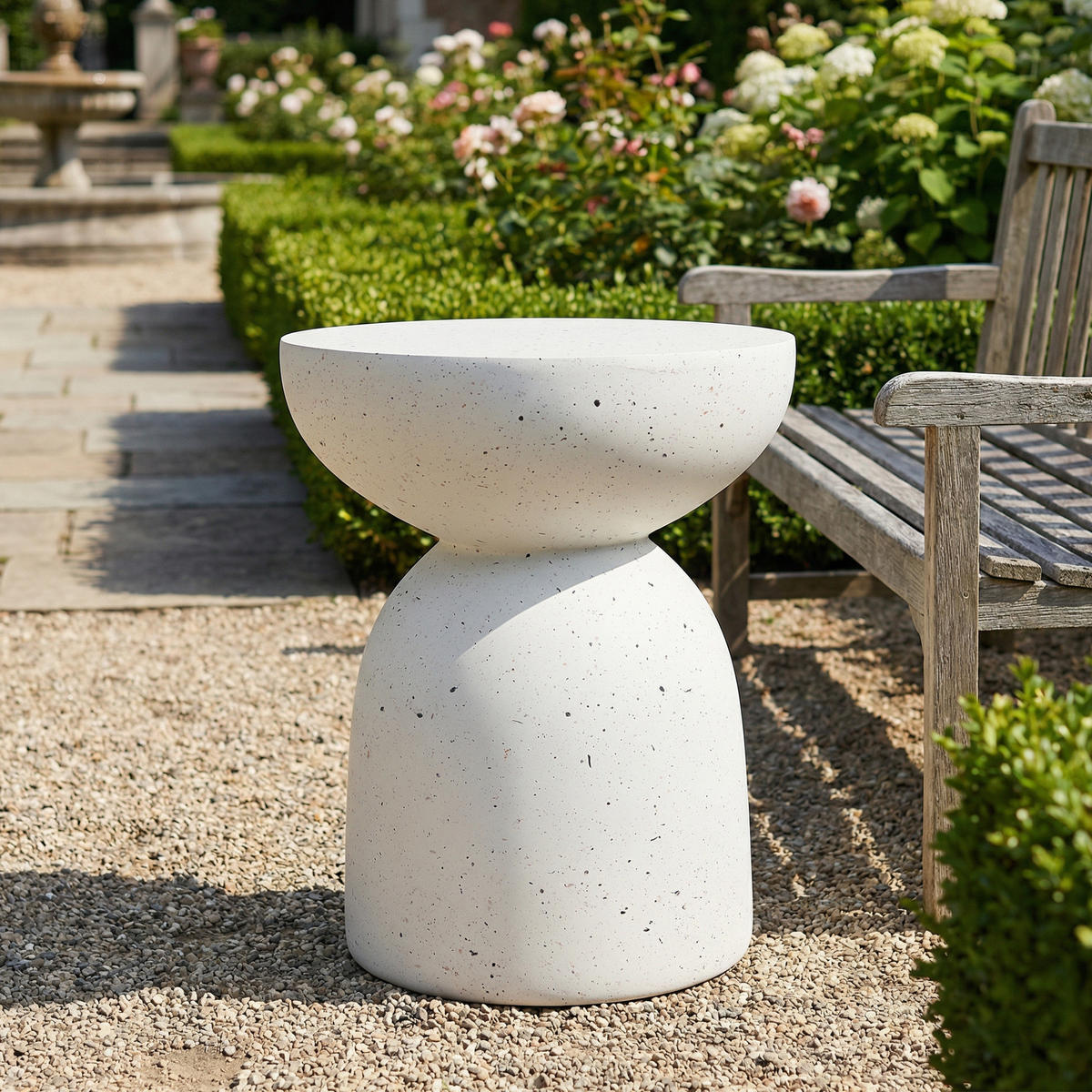 BEISTELLTISCH, MgO, Indoor/Outdoor, Terrazzo Weiß - Weiß, Naturmaterialien (45/45/52.5cm) - FLIEKS