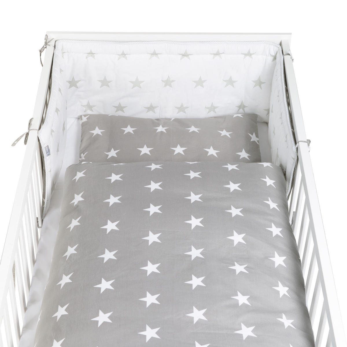 BABYBETT Sterne 2 70 x 140 cm inkl. Textilien - Weiß, Holzwerkstoff (70/140cm) - Roba